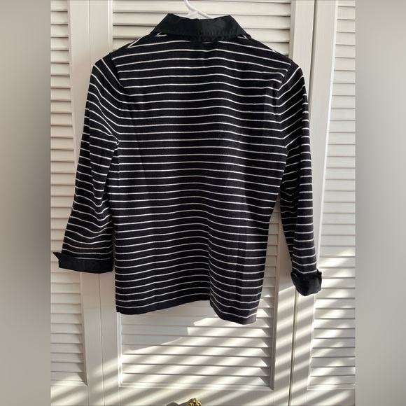 Jones New York Women's Black White Striped Button Up Knit Sweater Size Petite PP - Picture 9 of 11